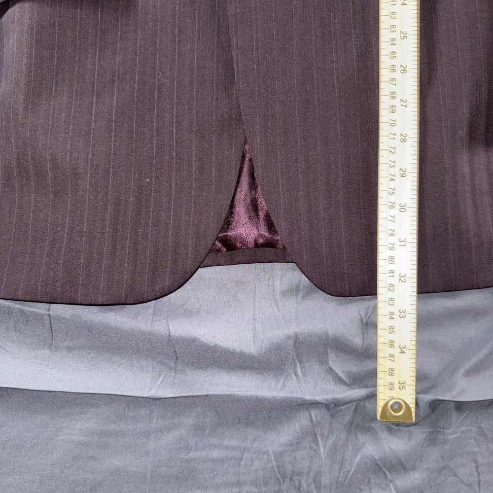 Steve Harvey Collection Suit Jacket Mens 40L Purple Pinstripe‎ 3 Button Long